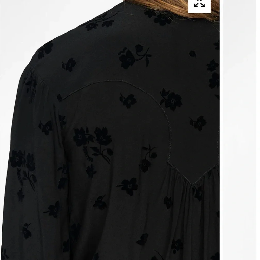 Zadig & Voltaire Tamala Black Floral Lace-Up V-Neck Women's top tunic size xxs - Picture 8 of 10